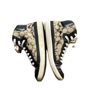 Coach Women's Black and Tan High-Top Sneakers